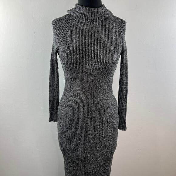 VINTAGE Moody Street by Puritan Metallic Knit Maxi Dress Mock Neck Long Sleeve M - Picture 2 of 8
